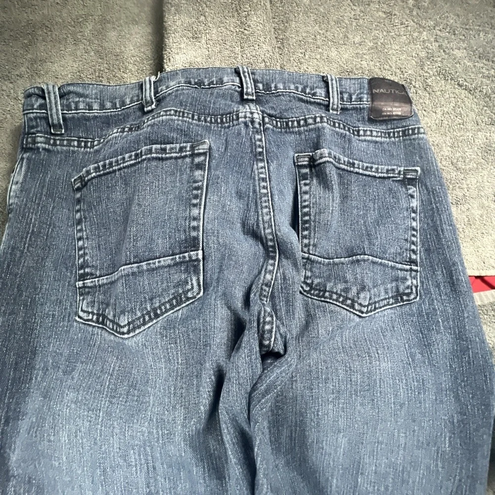 Nautica Jeans Mens 38x32 Blue Dark‎ Wash Cotton Stretch Original Relaxed Fit